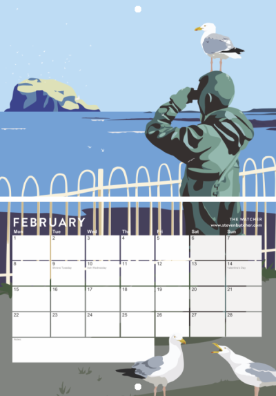 February pages on the 2027 calendar